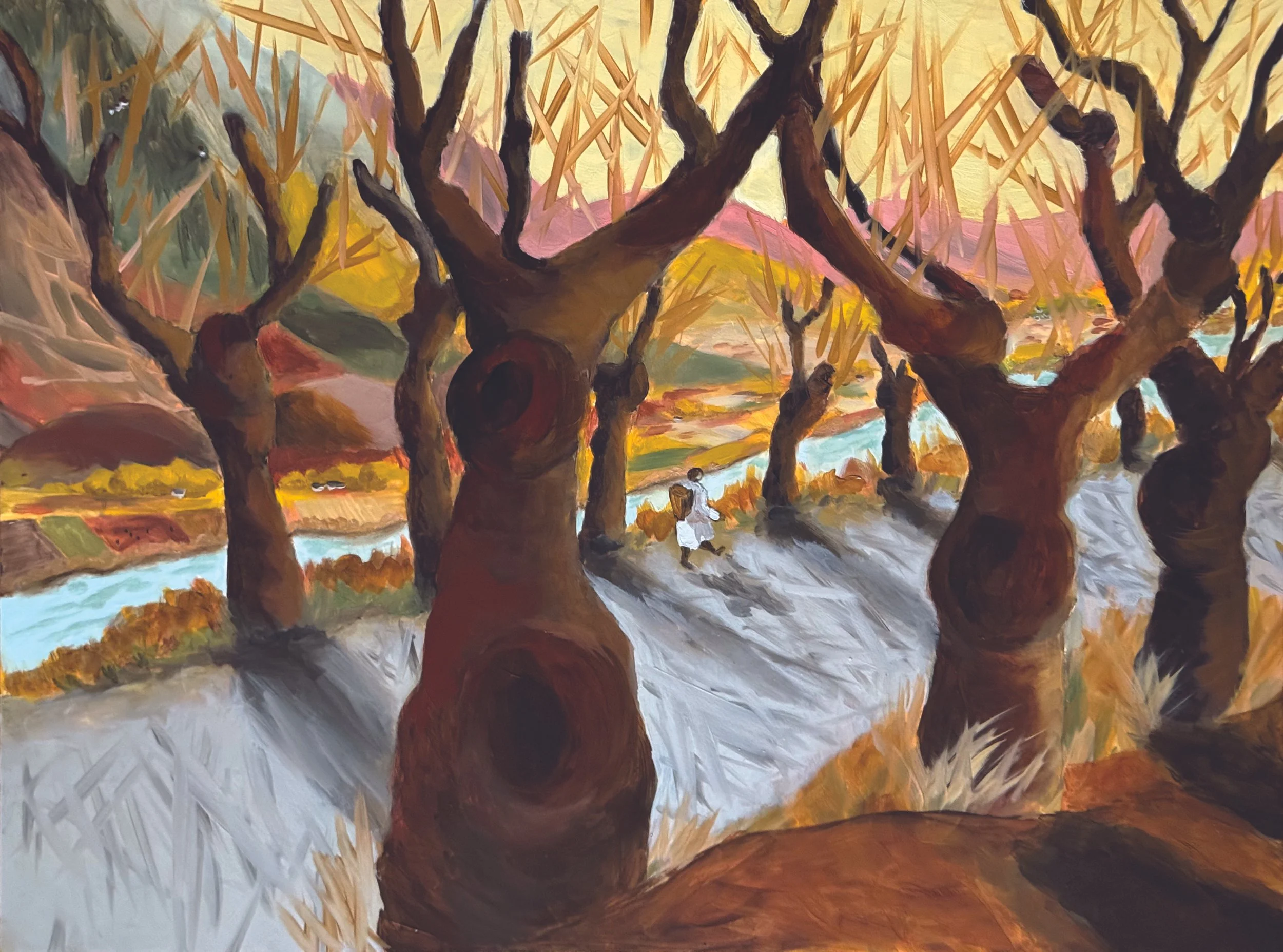 Willows on the Road Near Paro