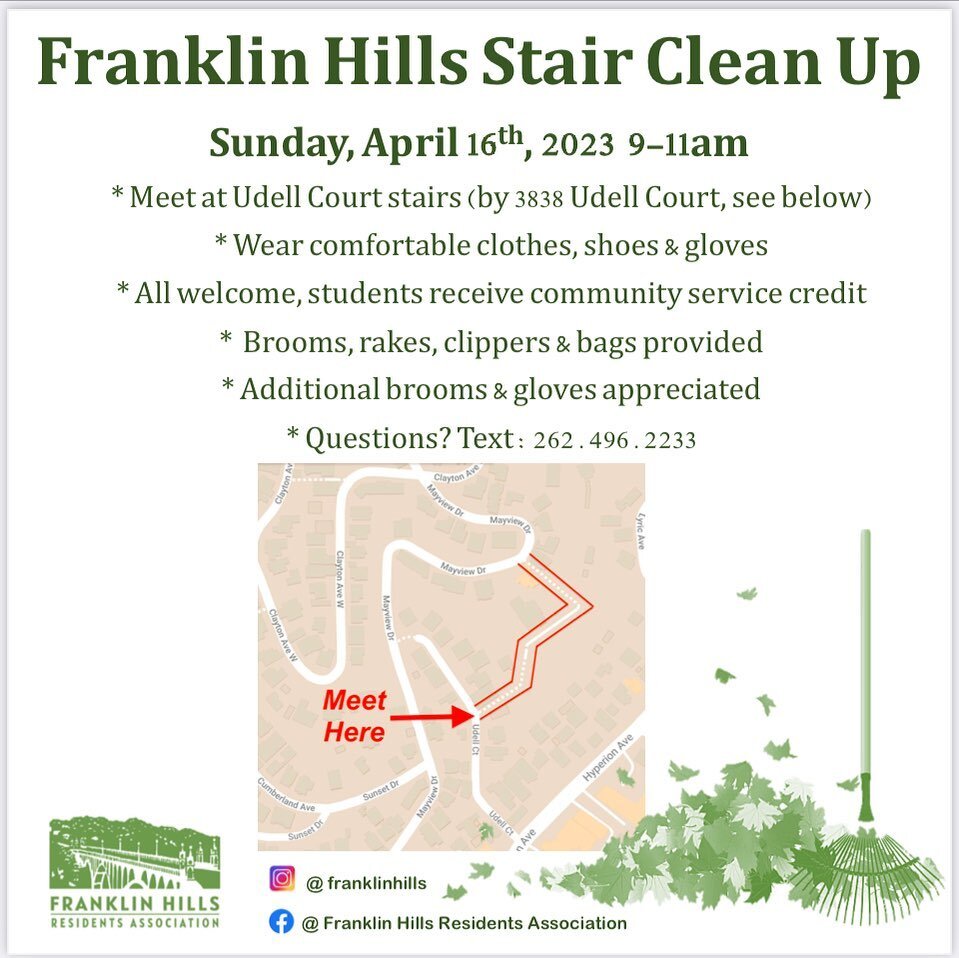 Mark your calendars! Our first stair cleanup of 2023 will be April 16th. We hope to see you there! #franklinhills #staircleanup #losfeliz #fhra