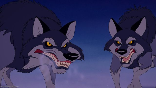 These wolves from Beauty and the Beast (1991) help reinforce stereotypes of "evil wolves". (c) Gary Trousdale and Kirk Wise, image from Disney Wikia . 