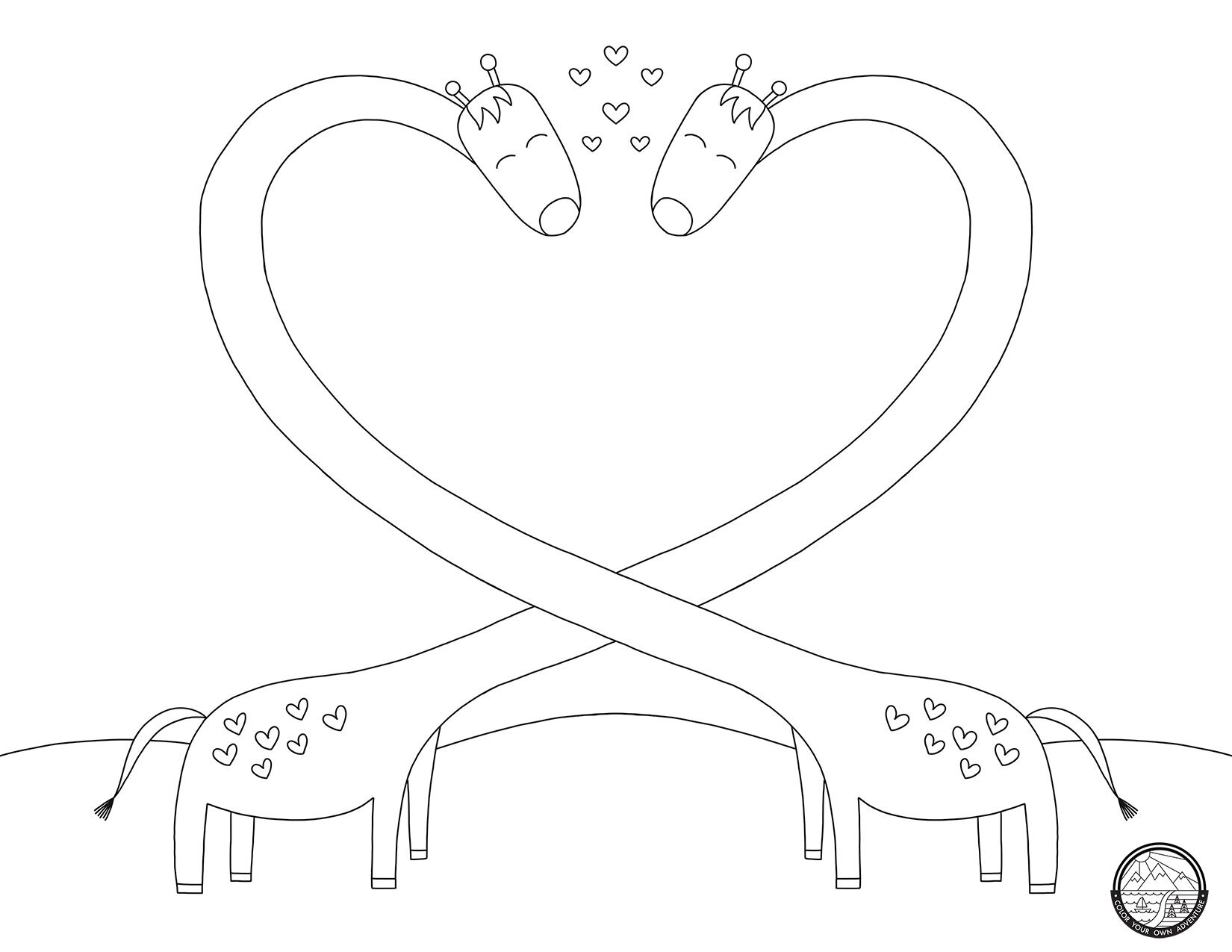 Giraffes In Love Coloring Page
