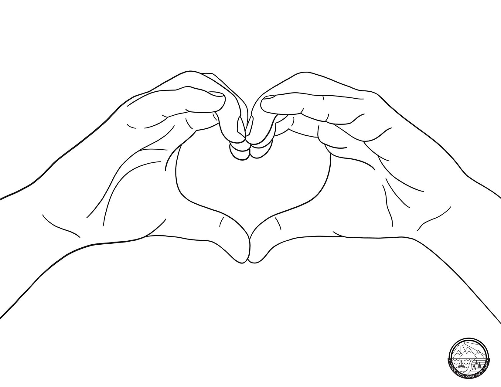 Heart Hands Coloring Page