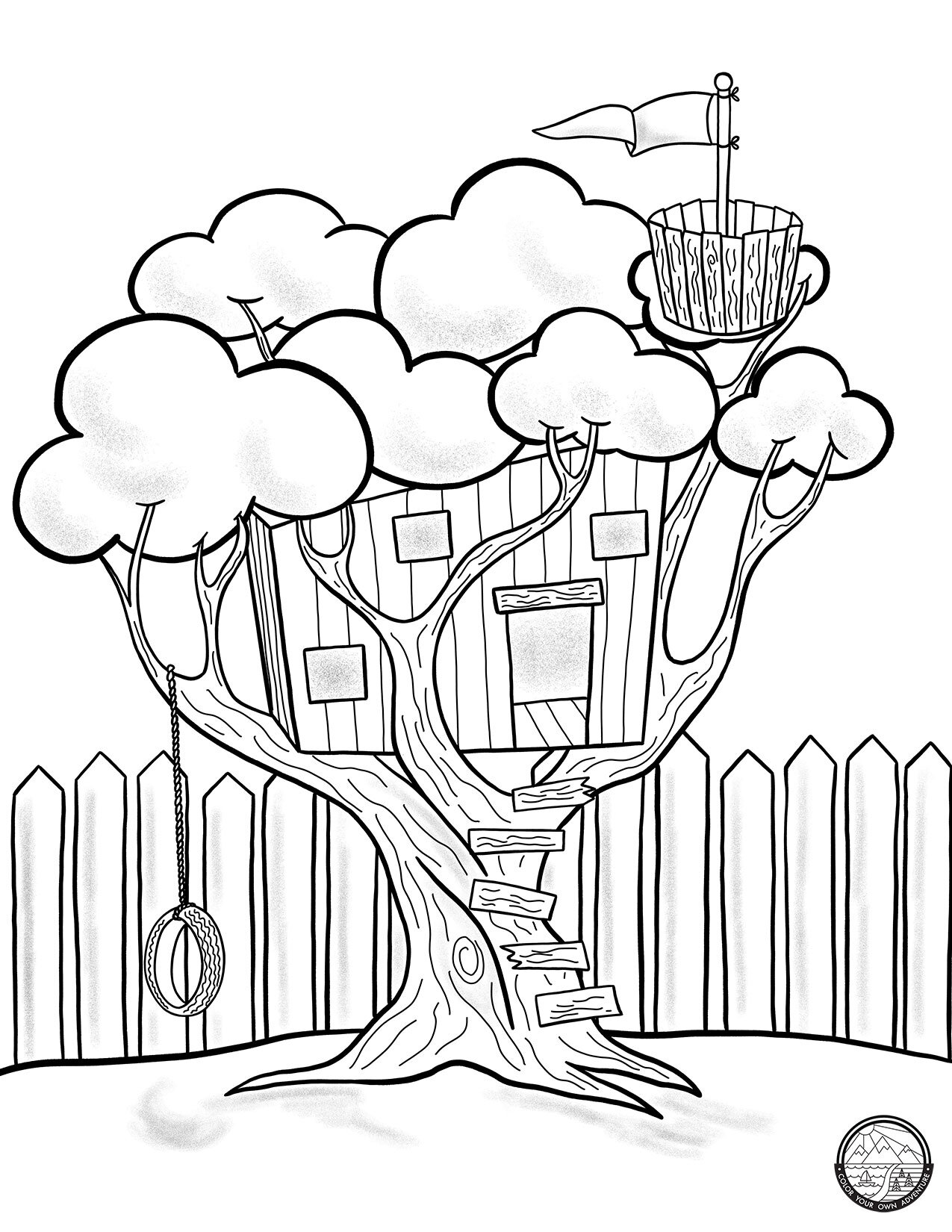 Treehouse Coloring Page