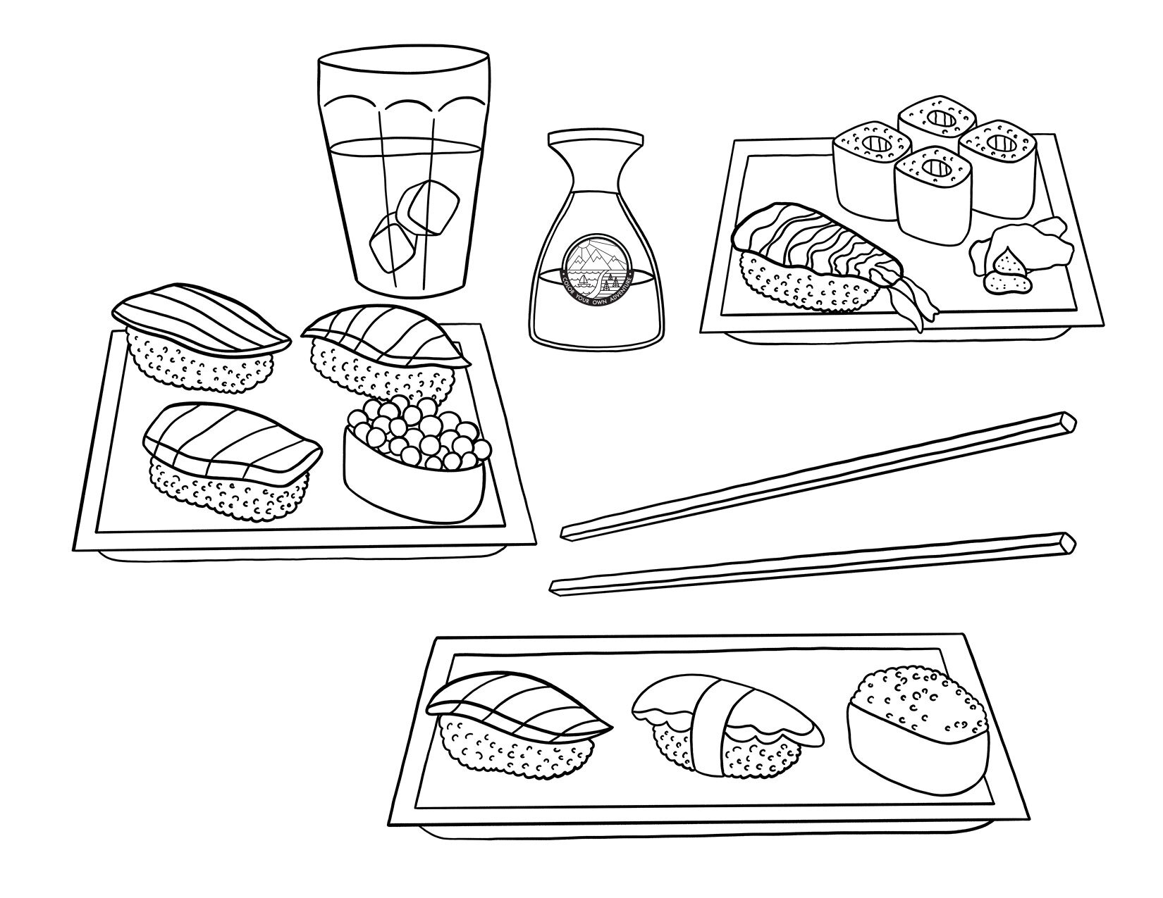 Sushi Night Coloring Page