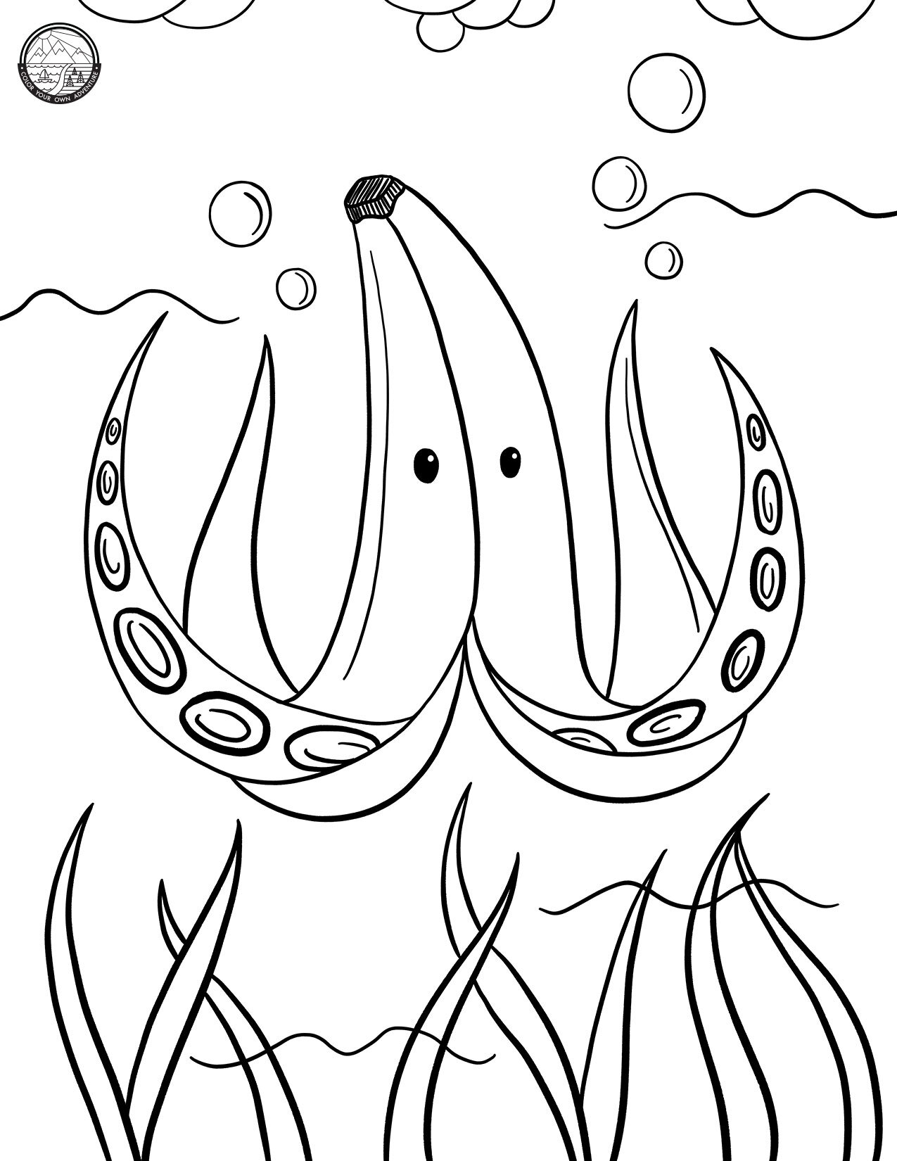 Undersea Banana Coloring Page