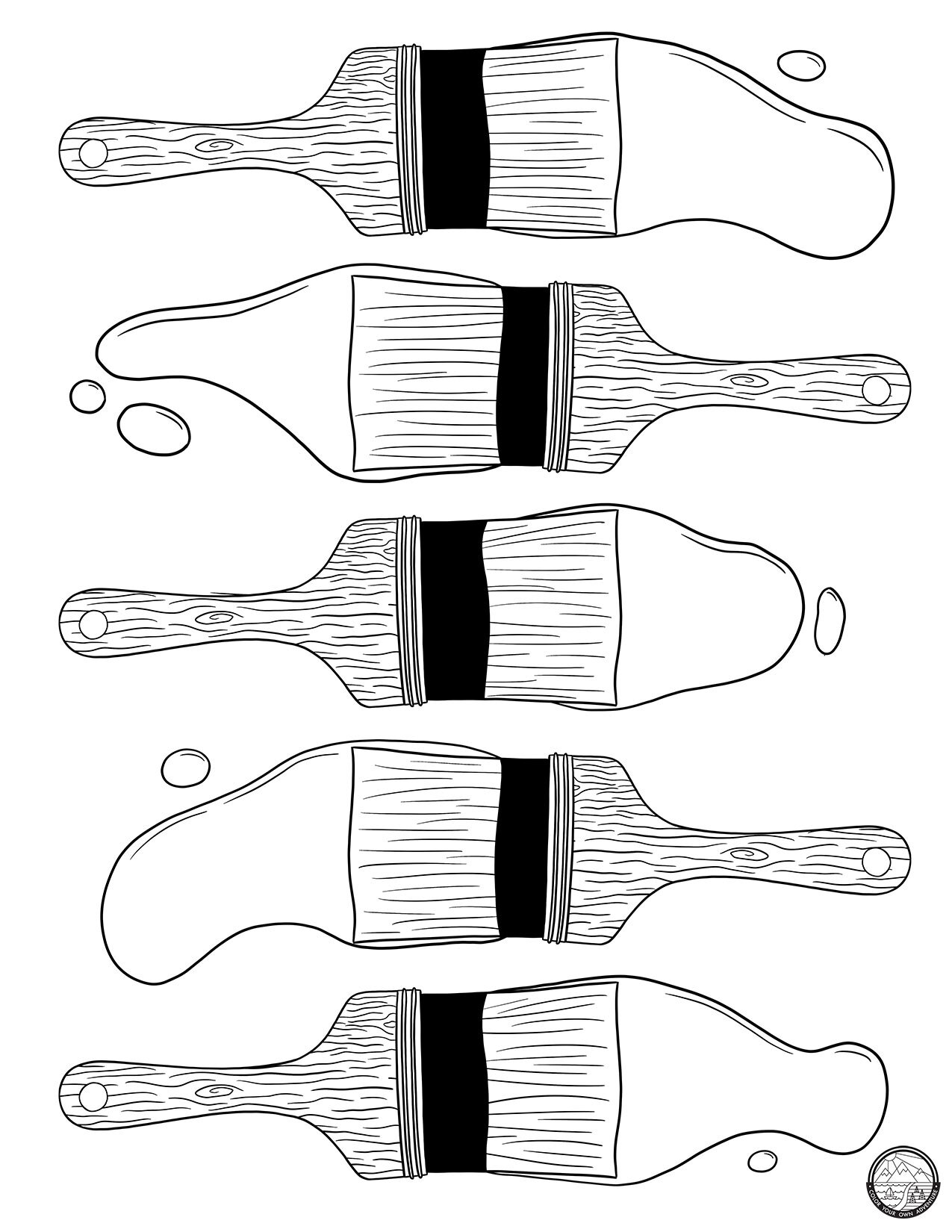 Paintbrushes Coloring Page