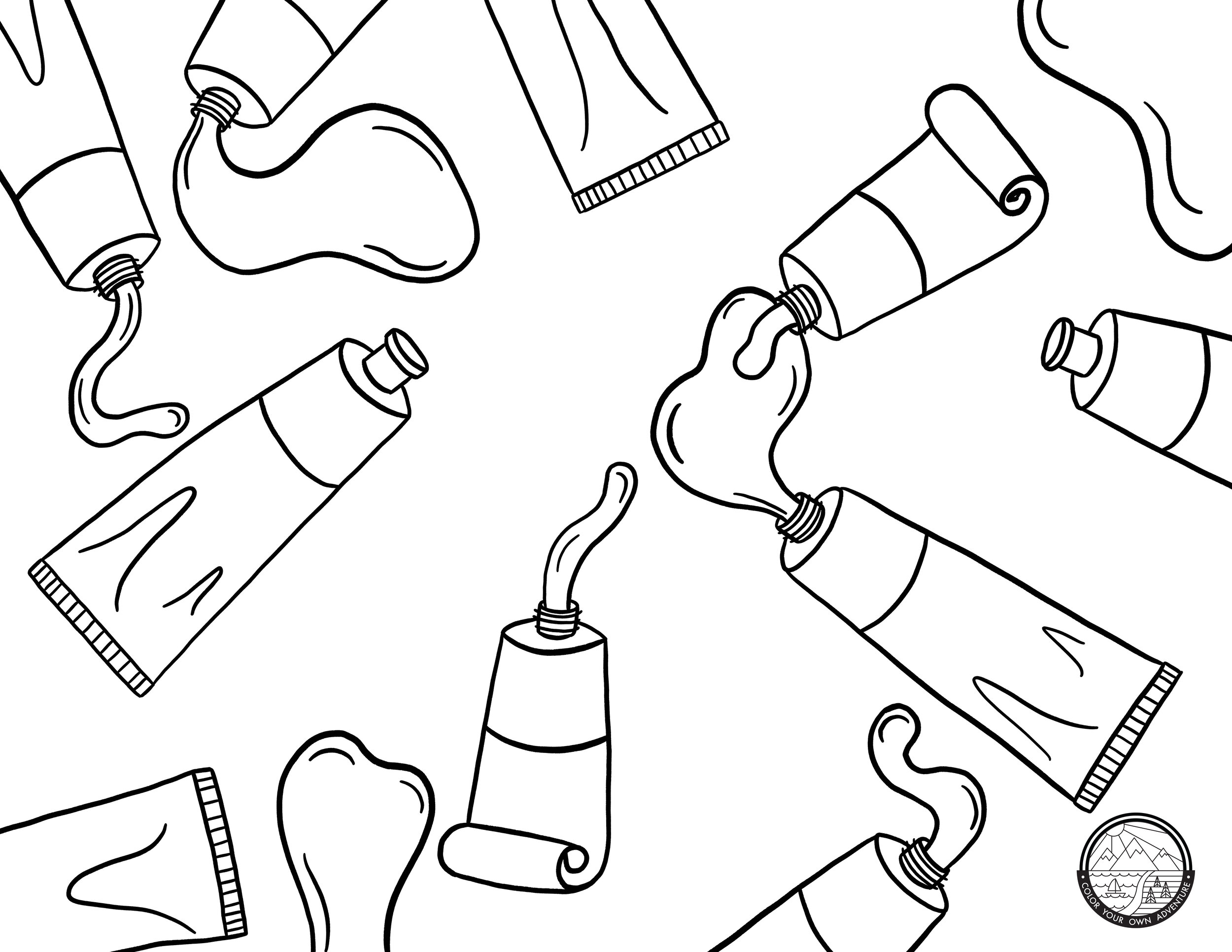 Paint Tubes Coloring Page