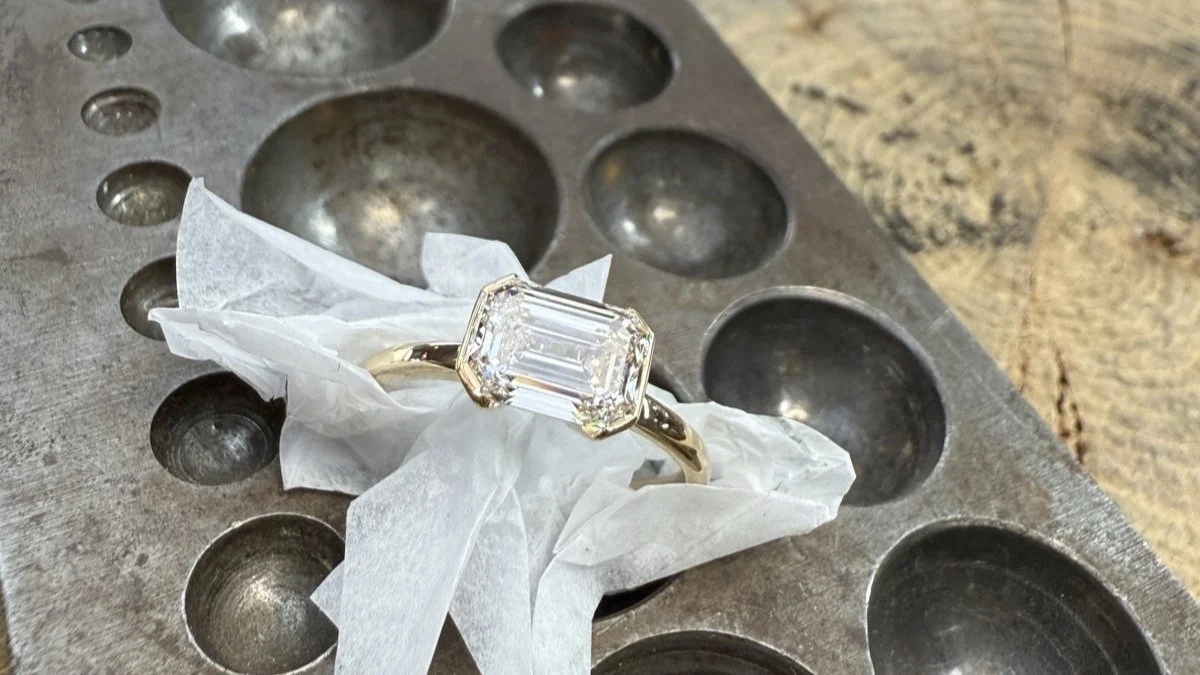 Handmade ring showcasing bezel setting technique