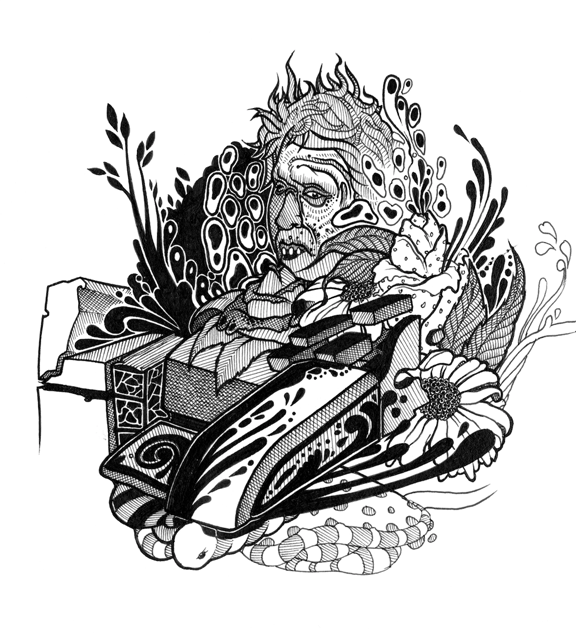 4" x 4" (unframed) ink on watercolor paper Available