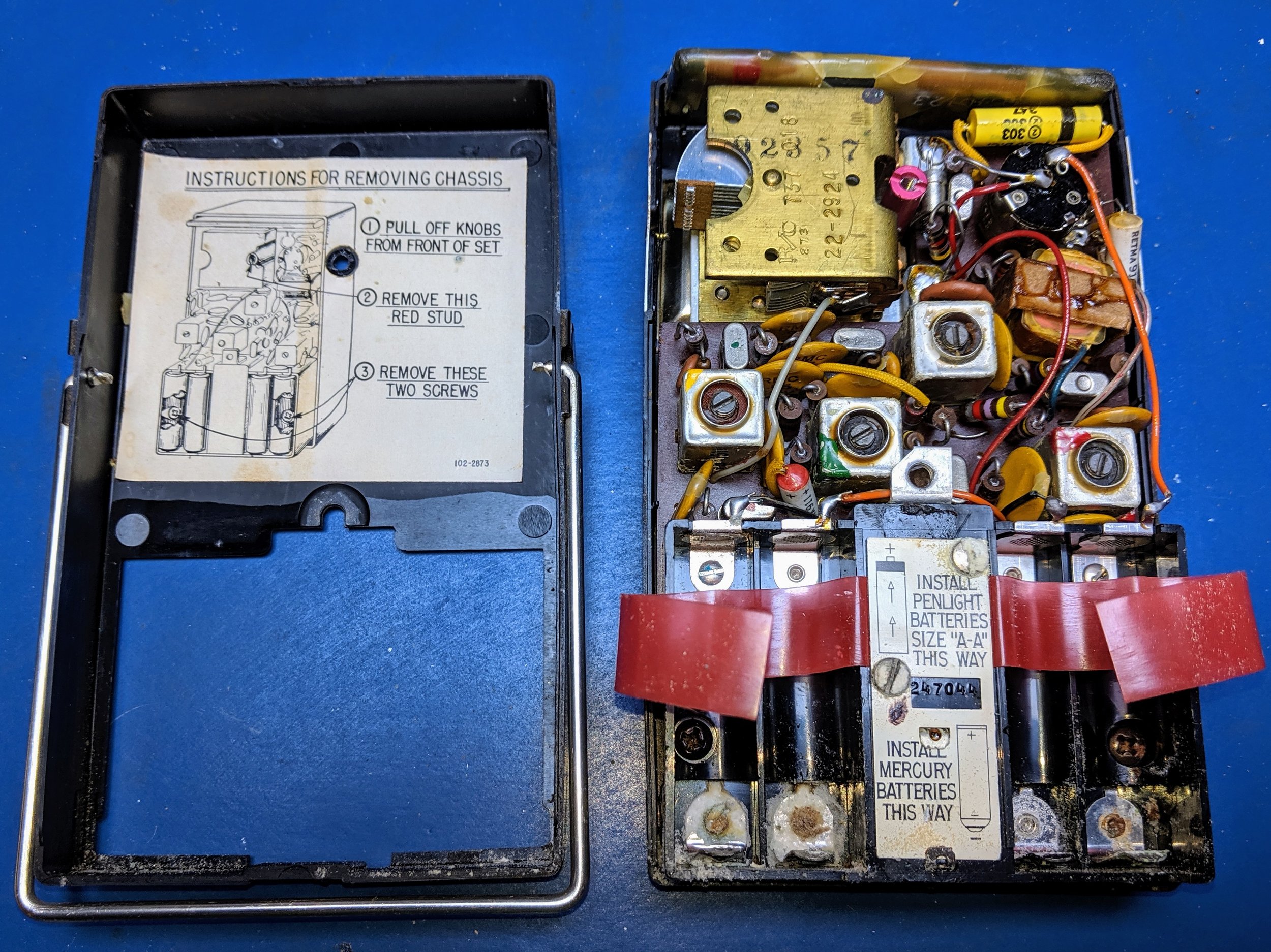 Regency TR-6 Transistor Radio Electrolytic Recap Parts & Color Instructions 