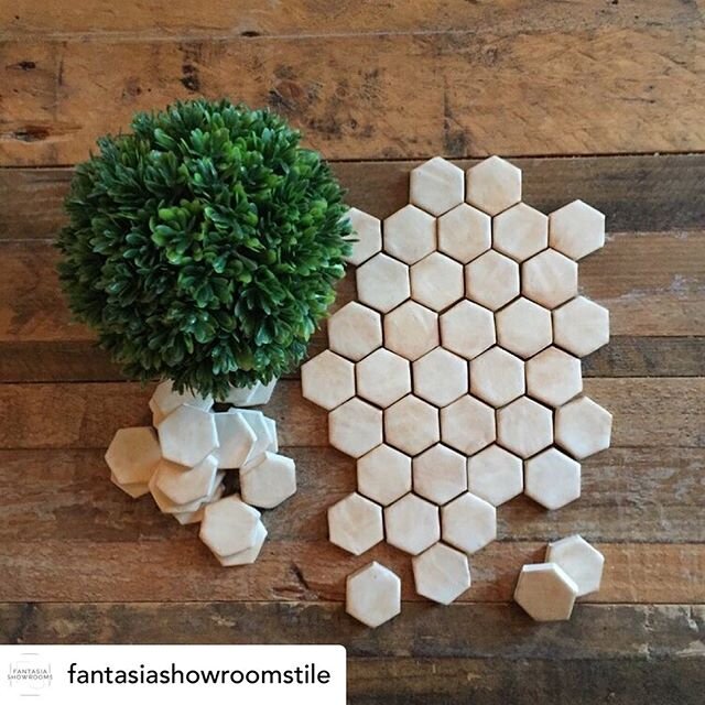 Hex Yeah...we make &lsquo;em in 3 sizes! 1&rdquo;, 2&rdquo; and 3&rdquo; .
.
.

Posted @withregram &bull; @fantasiashowroomstile Nothing more beautiful than handmade tile by a local, small business. @claydaisies is made, by hand, in Chanhassen, MN.  