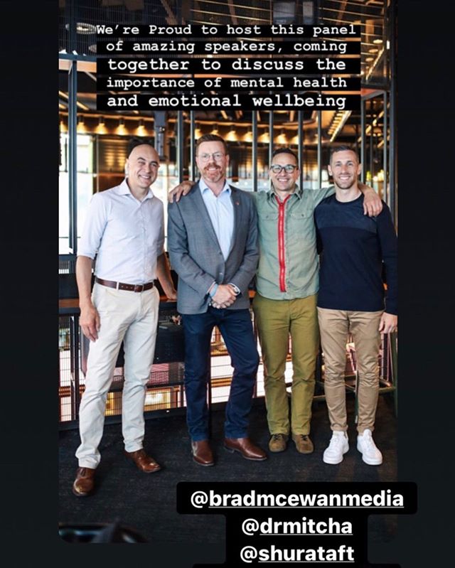Great to spend some QT talking about mental health with advocates @wayneschwass @bradmcewanmedia @shurataft in the perfect venue @mercedesmestore.melbourne

Key message from me (for those who missed it) : Exercise regularly for mental health (not wei