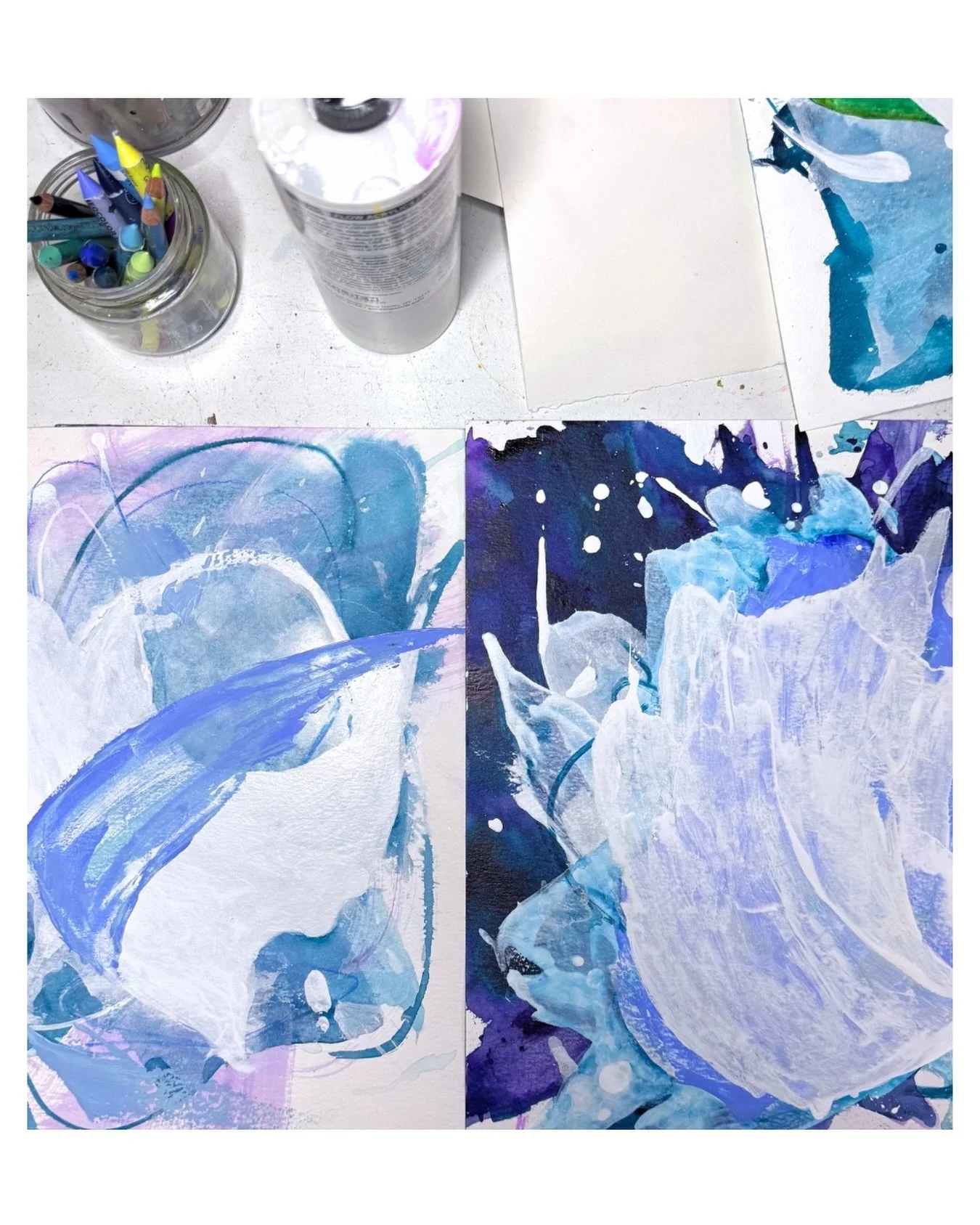 In process paper works&hellip;🩵

#messyart #artinprocess #goldenartistcolors #artprocess #originalartwork