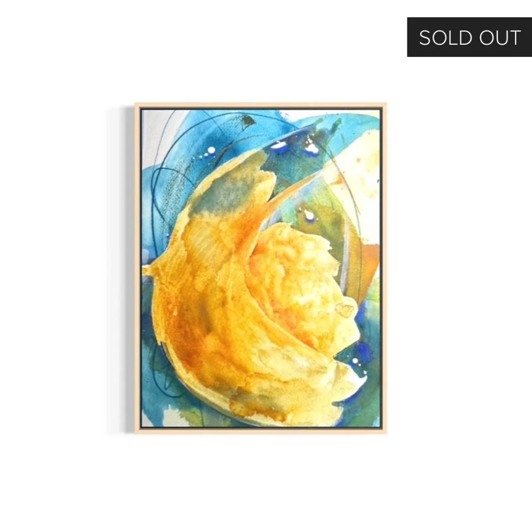 Thank you, she&rsquo;s got a new forever home! 🧡💫🩵 

#goldenpaints #goldenacrylic #orangeandblue #paintingsonpaper #paperpainting