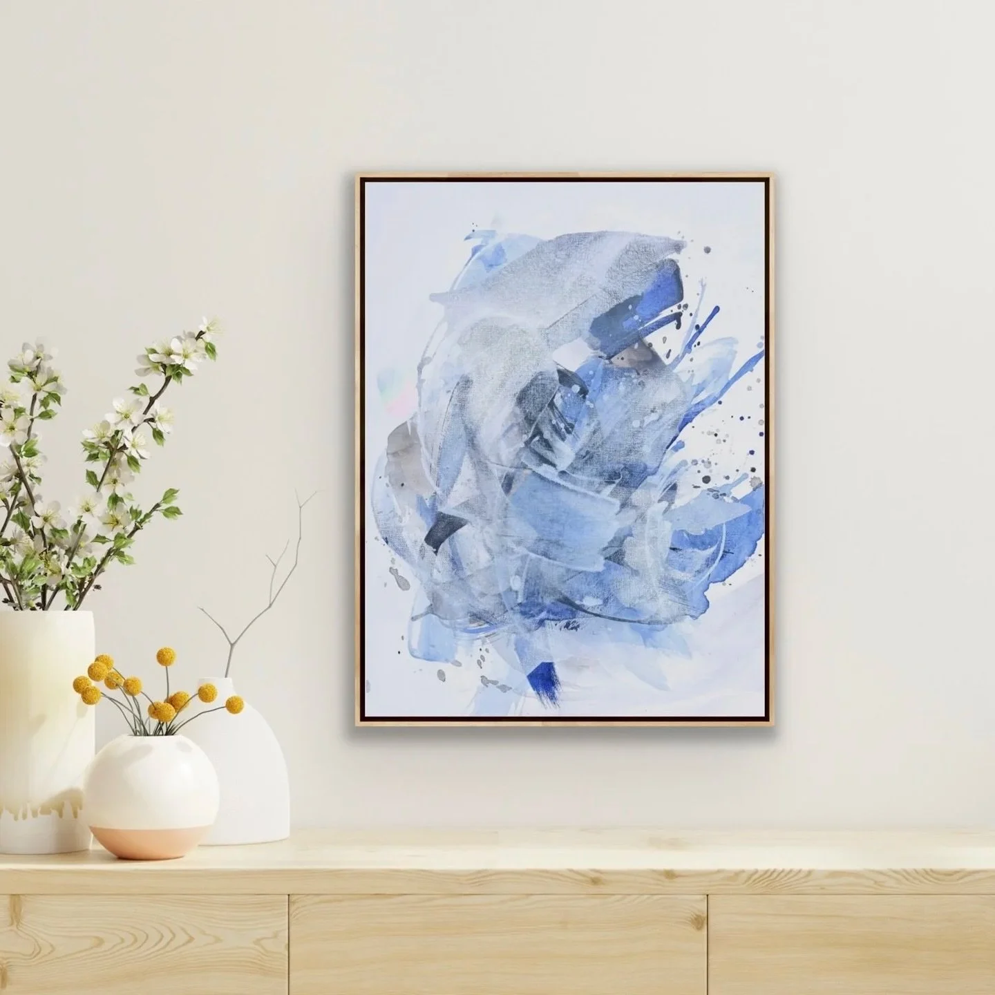 When things are anything but calm, we often want something steady to hold onto. This painting is about the most steadying and steady thing I&rsquo;ve ever known, Love. 🩵

Steady 
18&rdquo; x 24&rdquo; 
Acrylic on canvas 
Available on my site 
Afterp