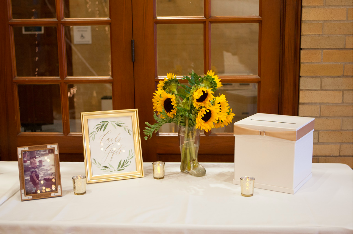 DC Wedding // Sunflowers, card box and reception details