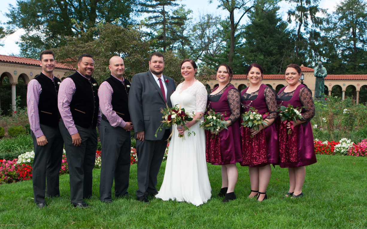 DC Wedding // Bridal party in St. Francis Hall gardens