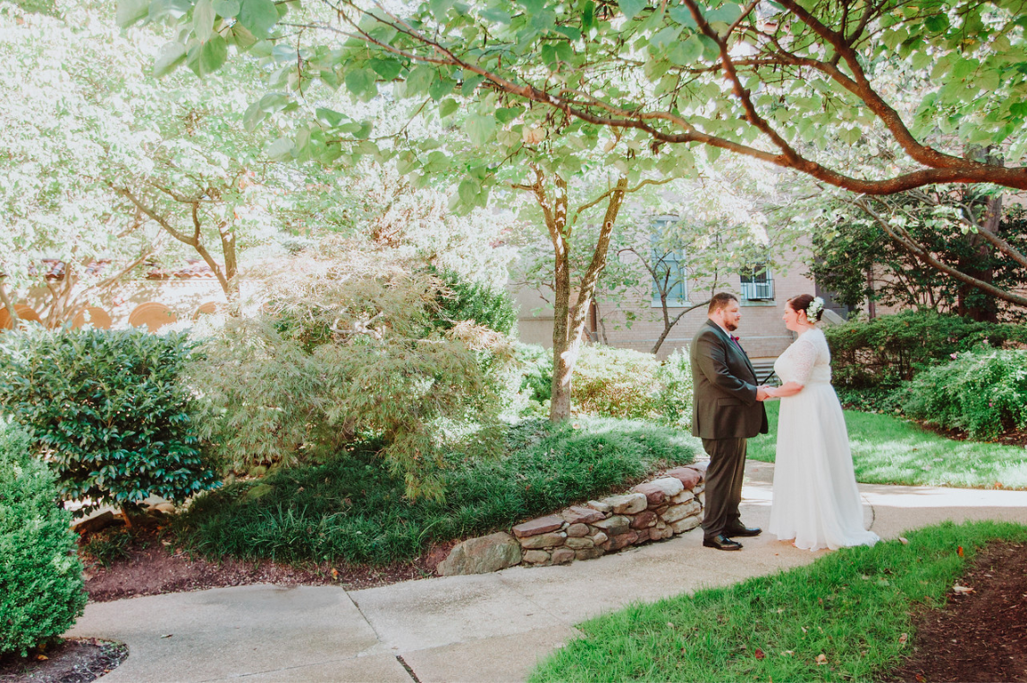 DC Wedding // First look in St. Francis Hall gardens