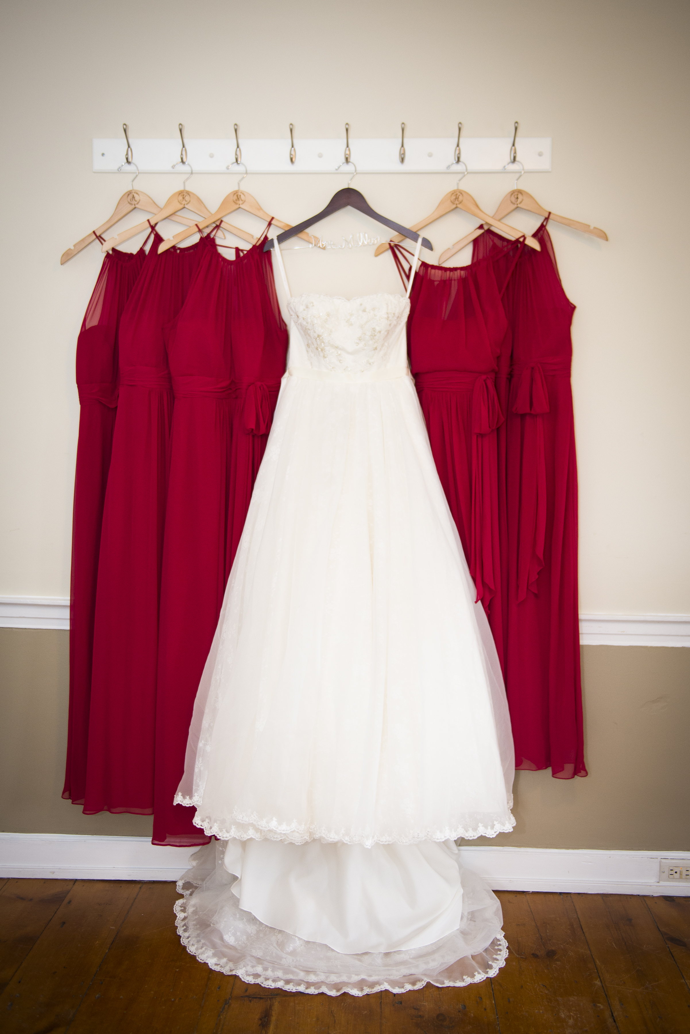 Cranberry bridesmaids dresses // The Miner Details weddings