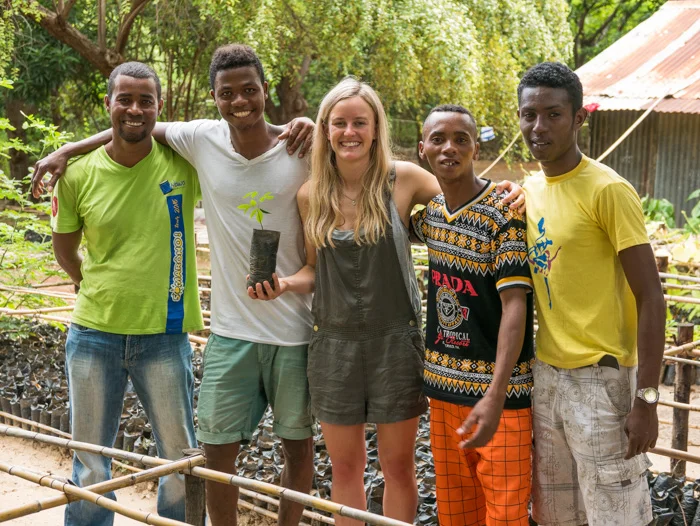 Sophie with some of the reforestation employees of the dry deciduous nursaries
