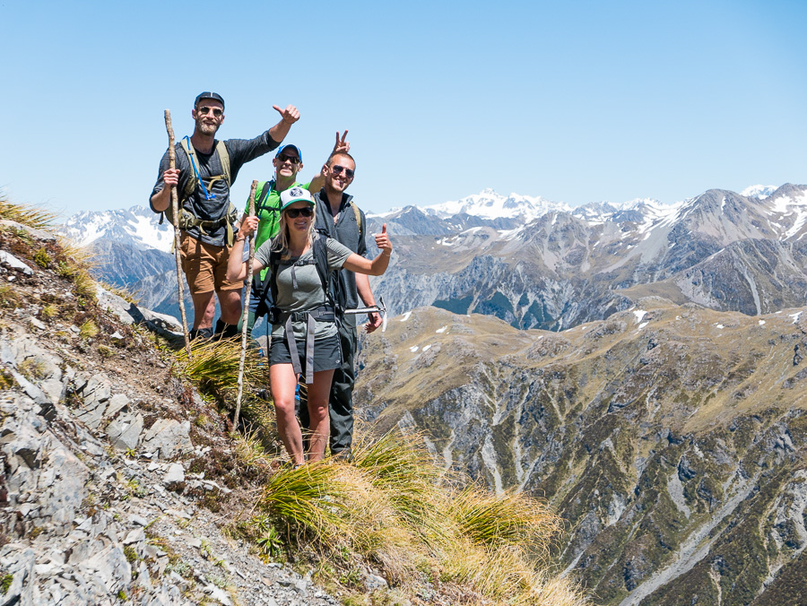 On the way up, moral was tip-top and so was the weather! Tom, Ken, Brendan and Soph. Photo: Pete Oswald
