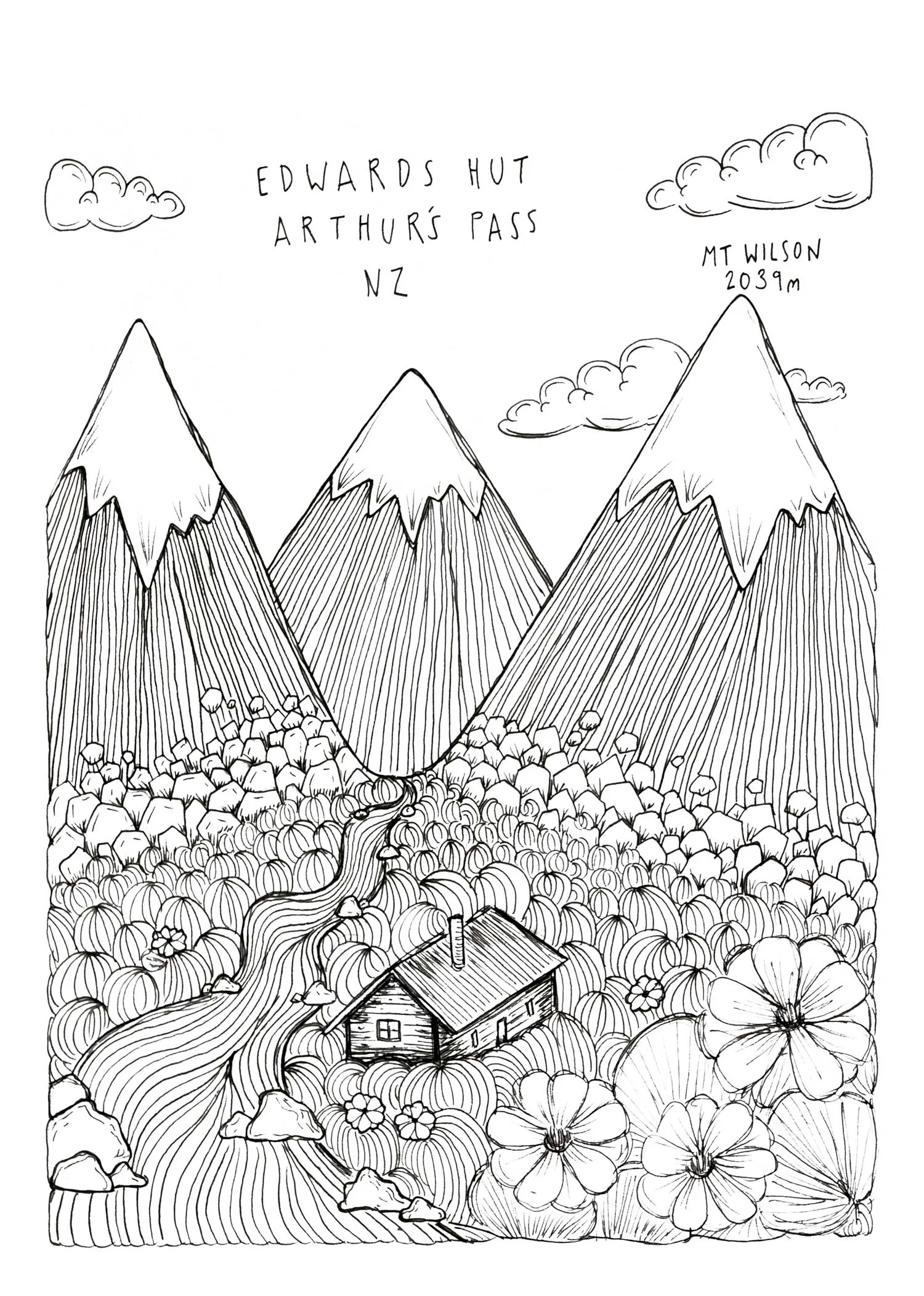 A doodle Soph did of the Edwards Hut.
