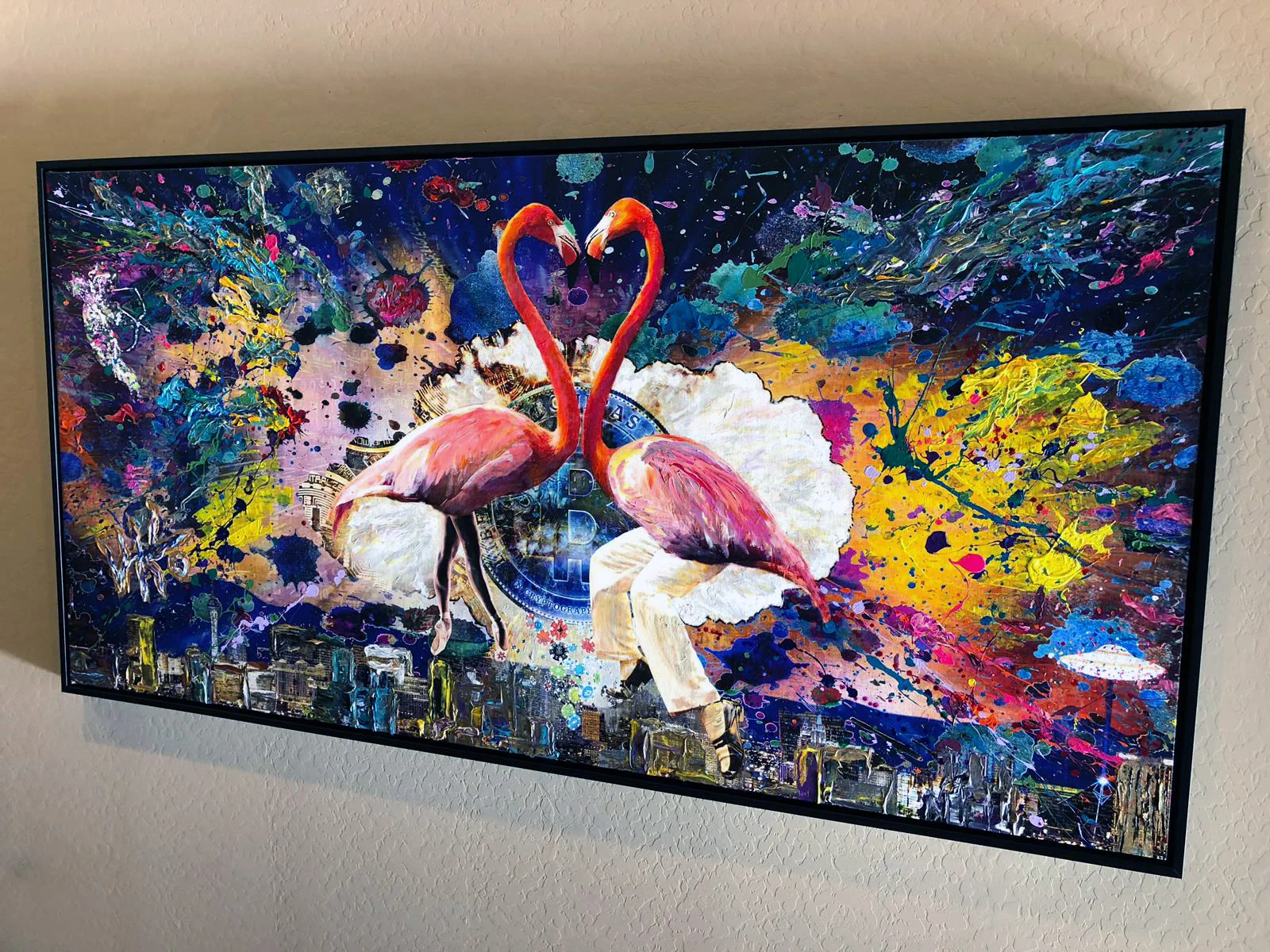 The Adam Williams version of "Beyond Moon’ on his wall. 80x40in Float Frame