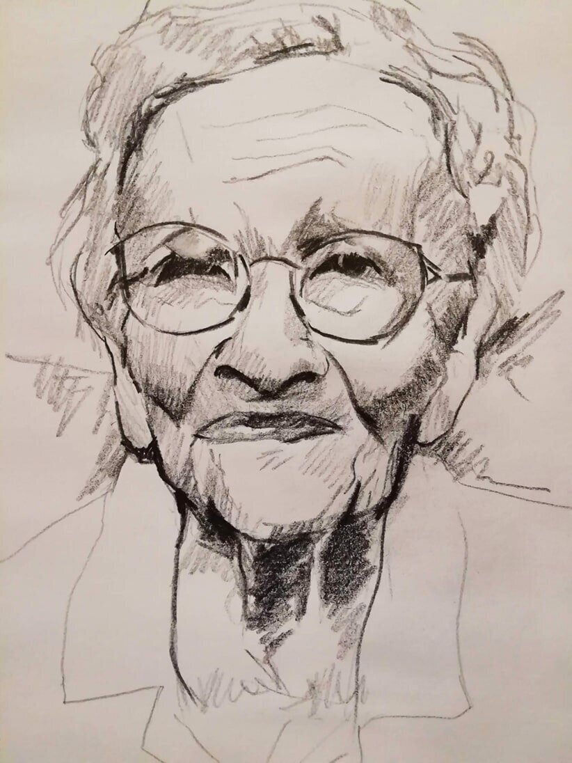 Portrait of old lady, 30 minute sketch by Jonathan Ing 