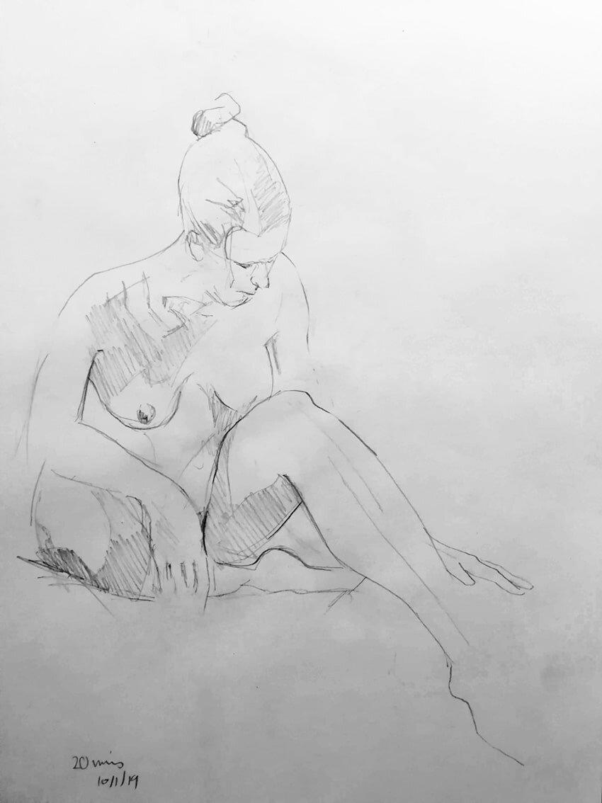 Lifedrawing 10-11-19, 20 minute pose