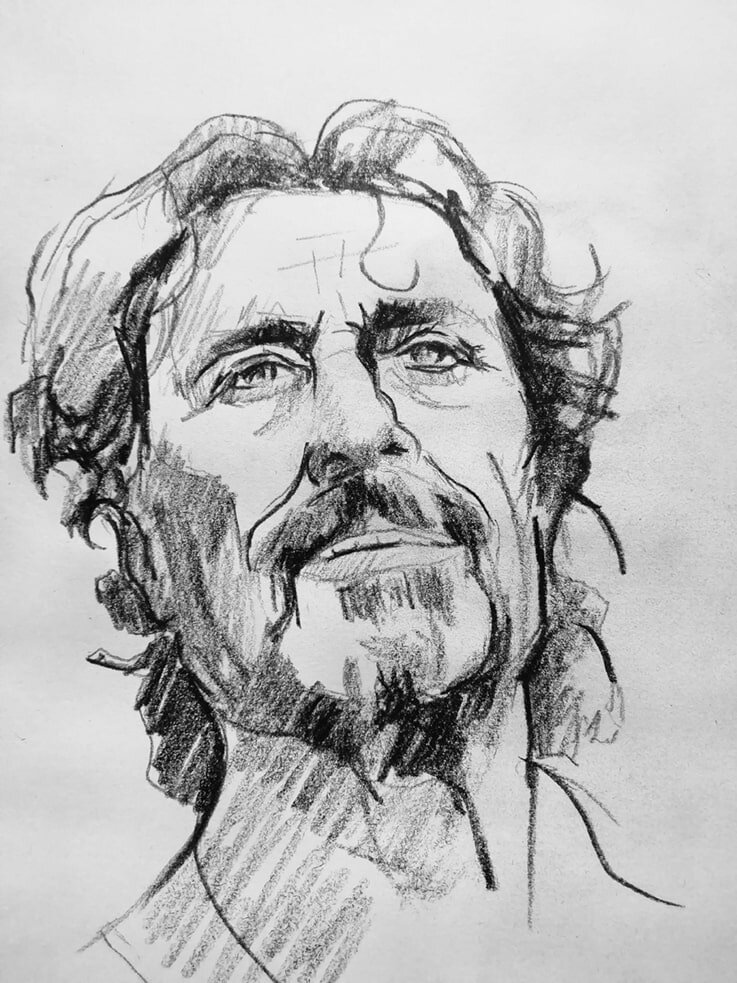  Ian McShane A3, Kate's portrait class, 30 minute sketch  