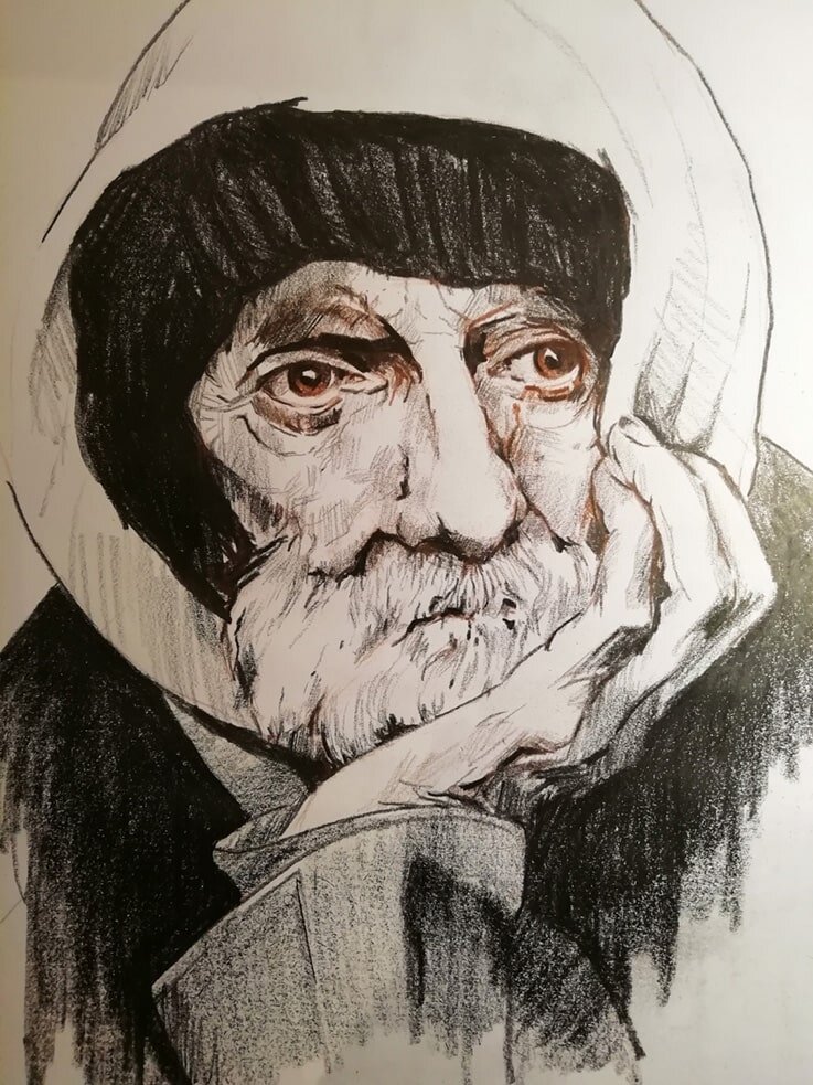 A3 Portrait of Homeless Man by Jonathan Ing