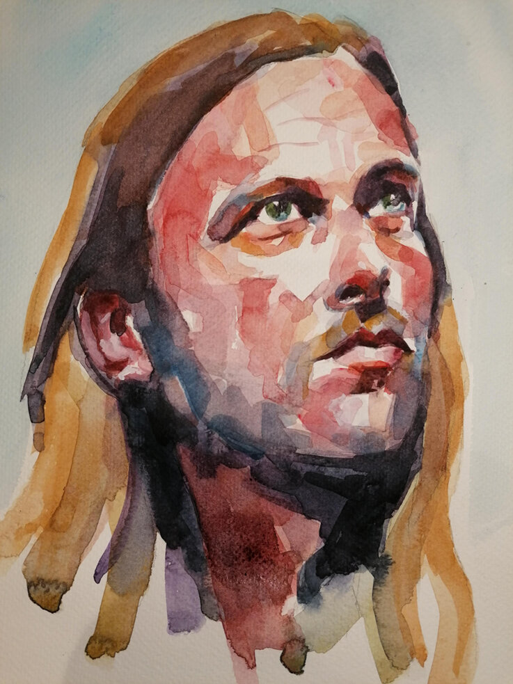 Elliot from Raw Umber Studios, Watercolour A3 18/6/2020 by Jonathan Ing