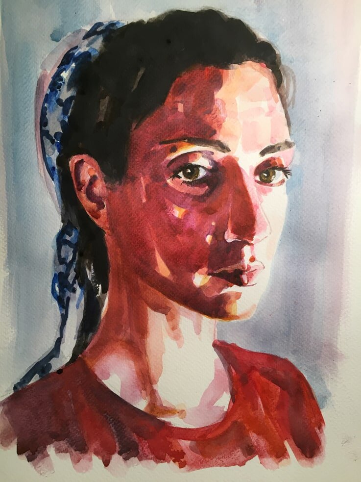 Beatrice from Raw Umber Studios, A3 watercolour by Jonathan Ing