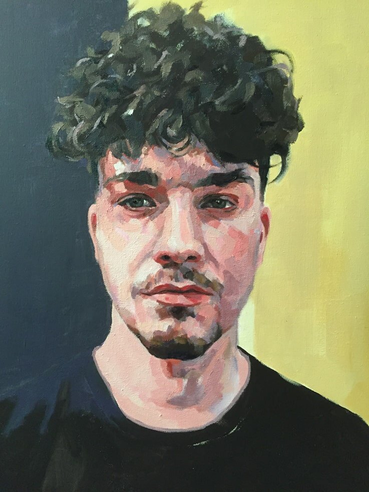 Julian my son aged 19. Oil on Canvas 16x20" by Jonathan Ing
