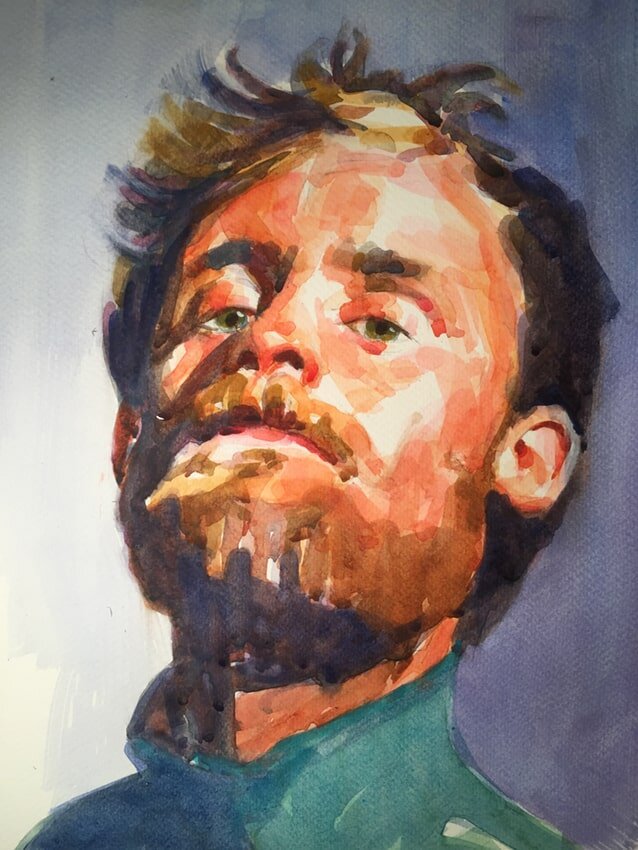 Paul G from Raw Umber Studios A3 watercolour portrait.