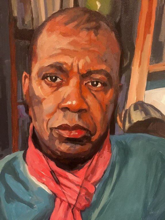 Clive Myrie, BBC  News Reader sitting for Sky Portrait Artist of the Week by Jonathan Ing.