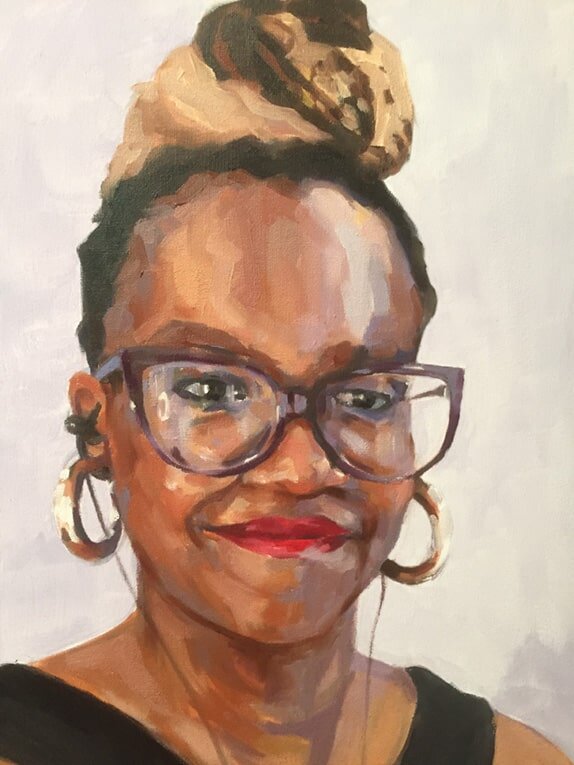 Oti Mabuse from Strictly Come Dancing on Sky Portrait Artist of the Week, oil on canvas by Jonathan Ing
