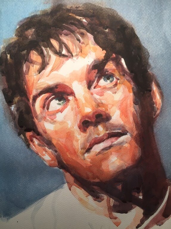 Tom from raw Umber Studios. Watercolour A3 by Jonathan Ing