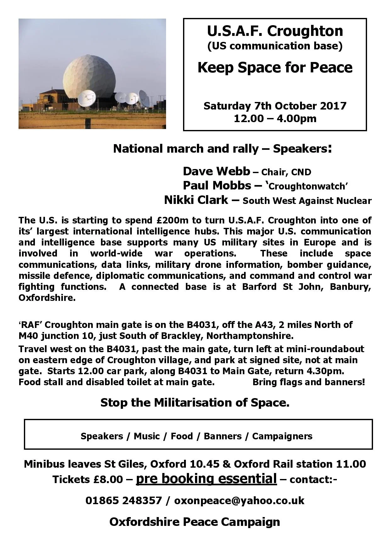 Oxford CND: USAF Croughton March and Rally