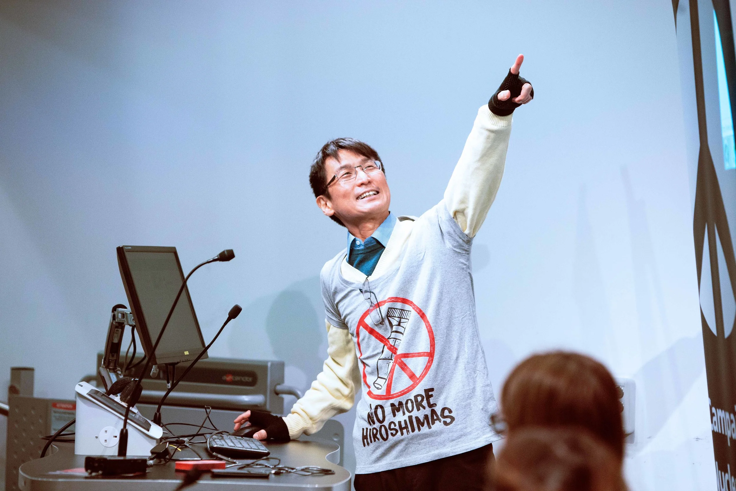SOAS CND chair Nobu Ono speaking at the conference. Photo: Henry Kenyon