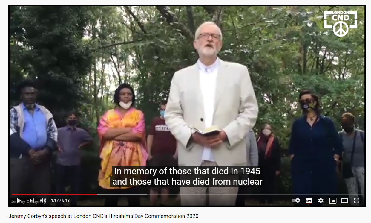 Virtual Hiroshima Day Commemoration, joined by Jeremy Corbyn