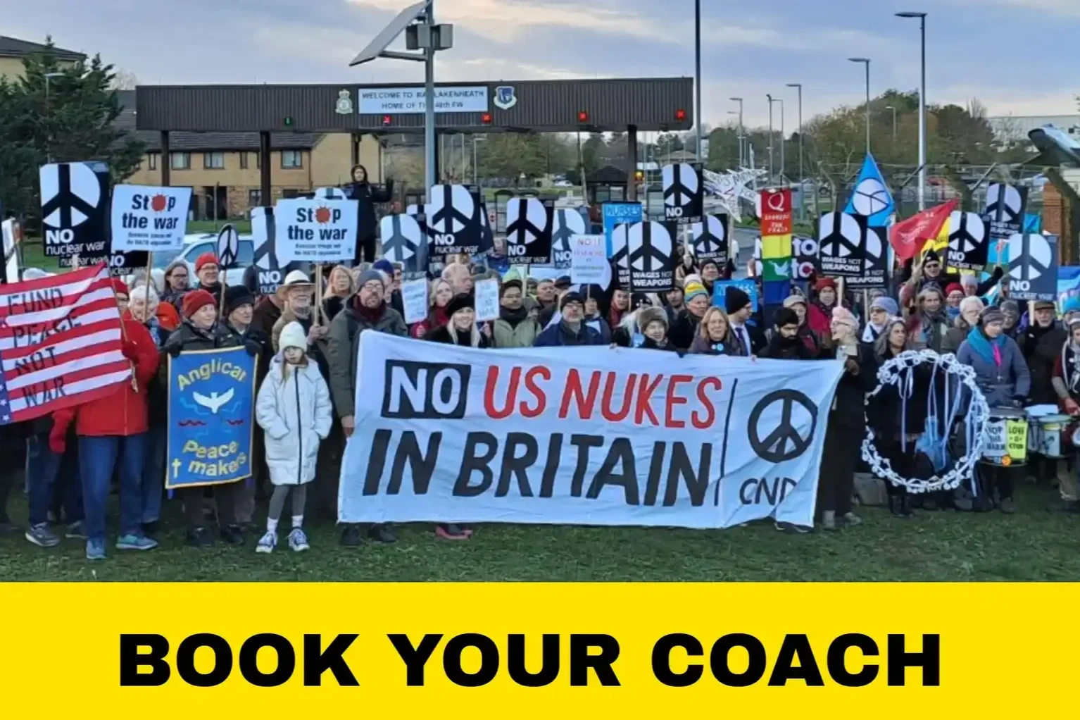 London coach to Lakenheath Peace Camp protest