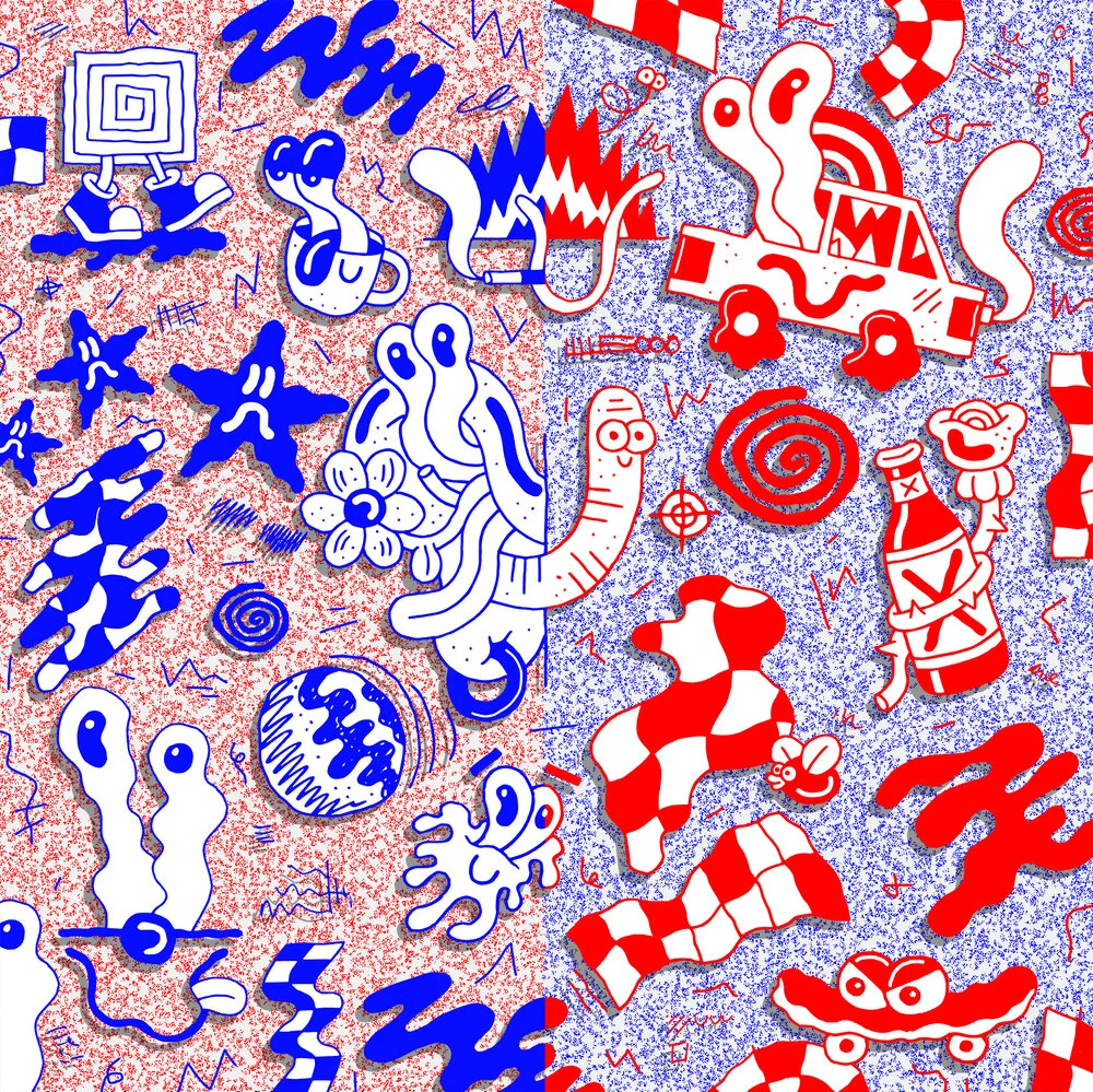 RED/BLUE EAR WORM