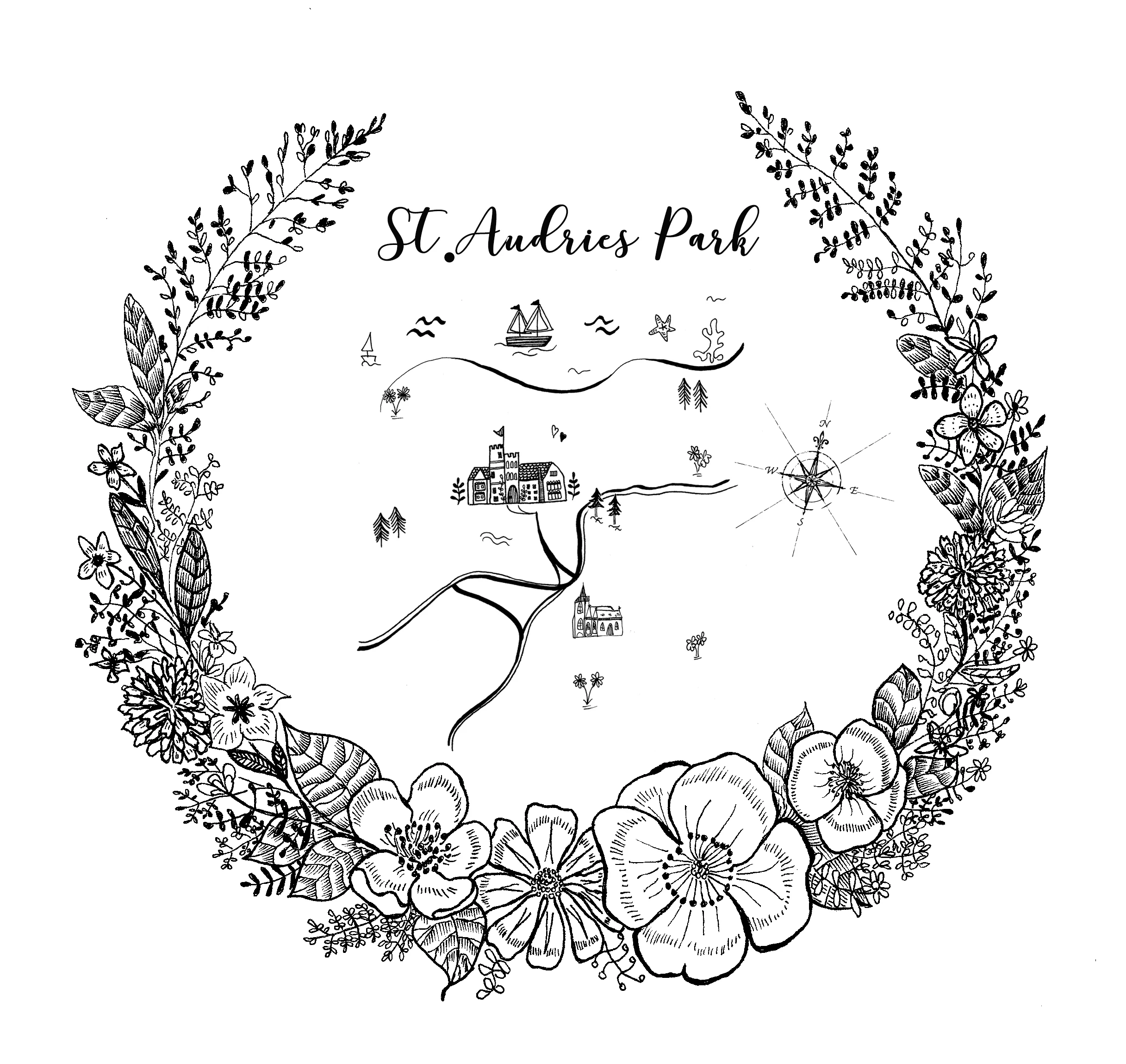 Wedding Map and Floral Illustration Design 2017.