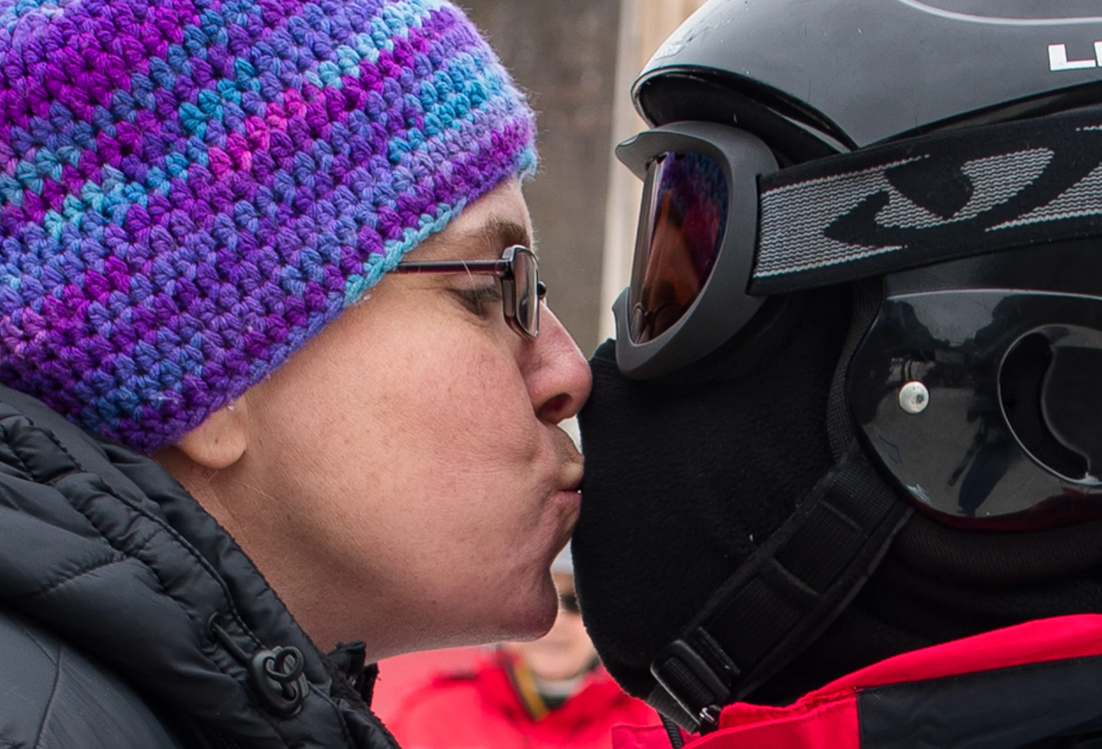  Jessica Hodges kisses her son Connor Hodges after he finished his last Alpine Ski run during the 2018 Special Olympics New York State Winter Games hosted at Swain Resort in Swain, N.Y., on February 24, 2018. Connor stated prior that he wanted to, “G
