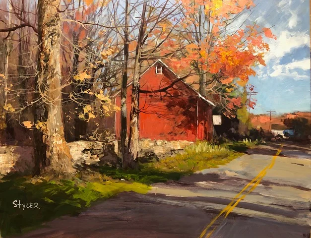 Red Barn Fall 16x20 Acrylic.
