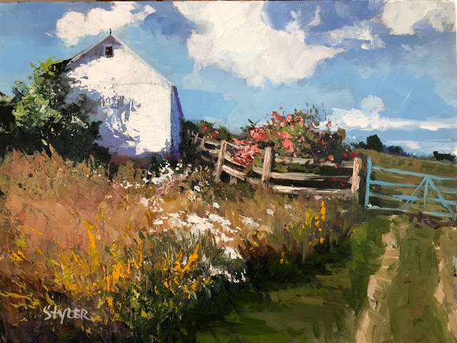 Roses on The Fence 12x16 Acrylic