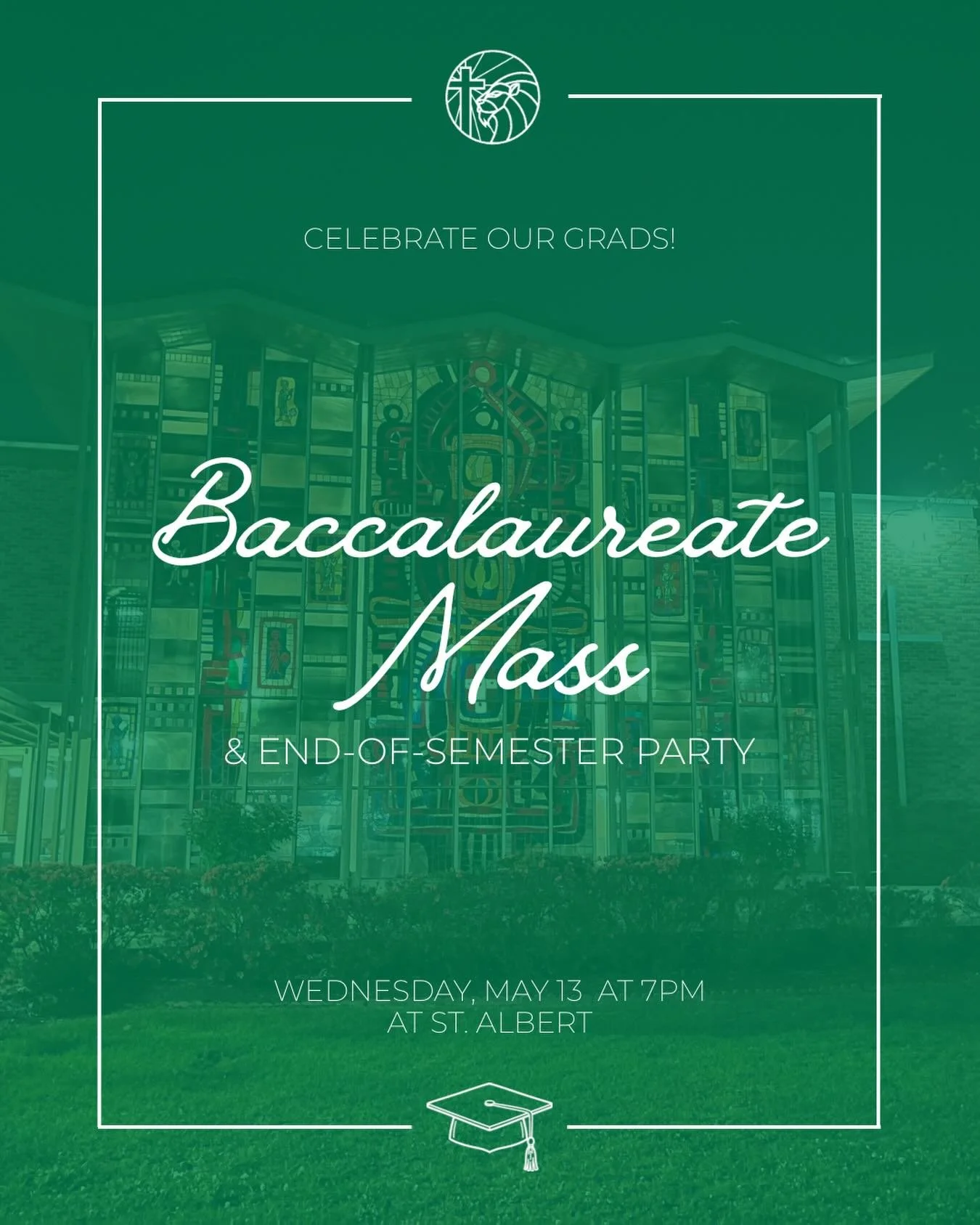 Celebrate Mass, our graduates, and our active CSA members with us this Wednesday night❤️ 

Celebrate the end of another beautiful year!💐🥹