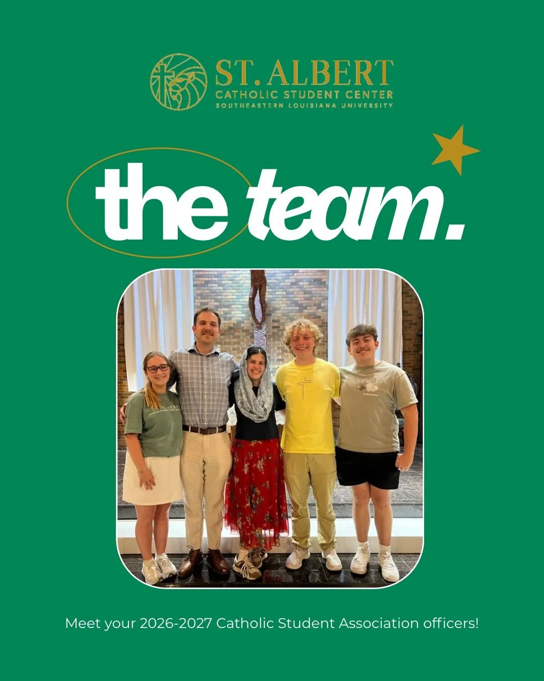 GO TEAM👏👏👏

Pray for our newly elected 2026-2027 officers, that they may prayerfully prepare their hearts for a year of serving the students of the Catholic Student Association and Southeastern community❤️