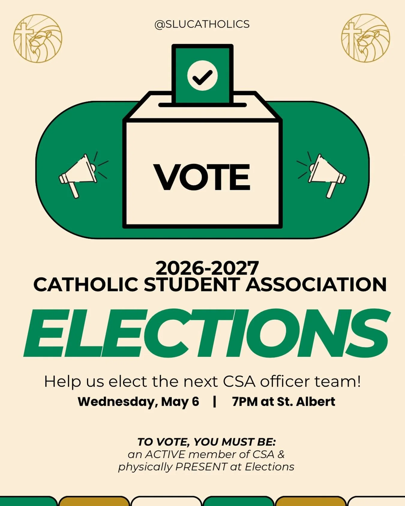 ELECTIONS TONIGHT🗣️🗣️🗣️

Help us form next year&rsquo;s CSA student leadership team!

Join us tonight to support our brothers and sisters who are running. ALL candidates are active members of CSA who are ready to serve you! Please approach Electio