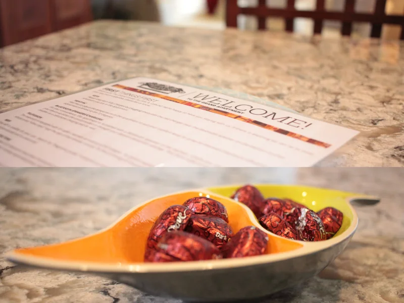 A welcome packet (a dish of goodies, too!) awaits you to answer any questions you have about The Grand Apartment or the local New Ulm area.